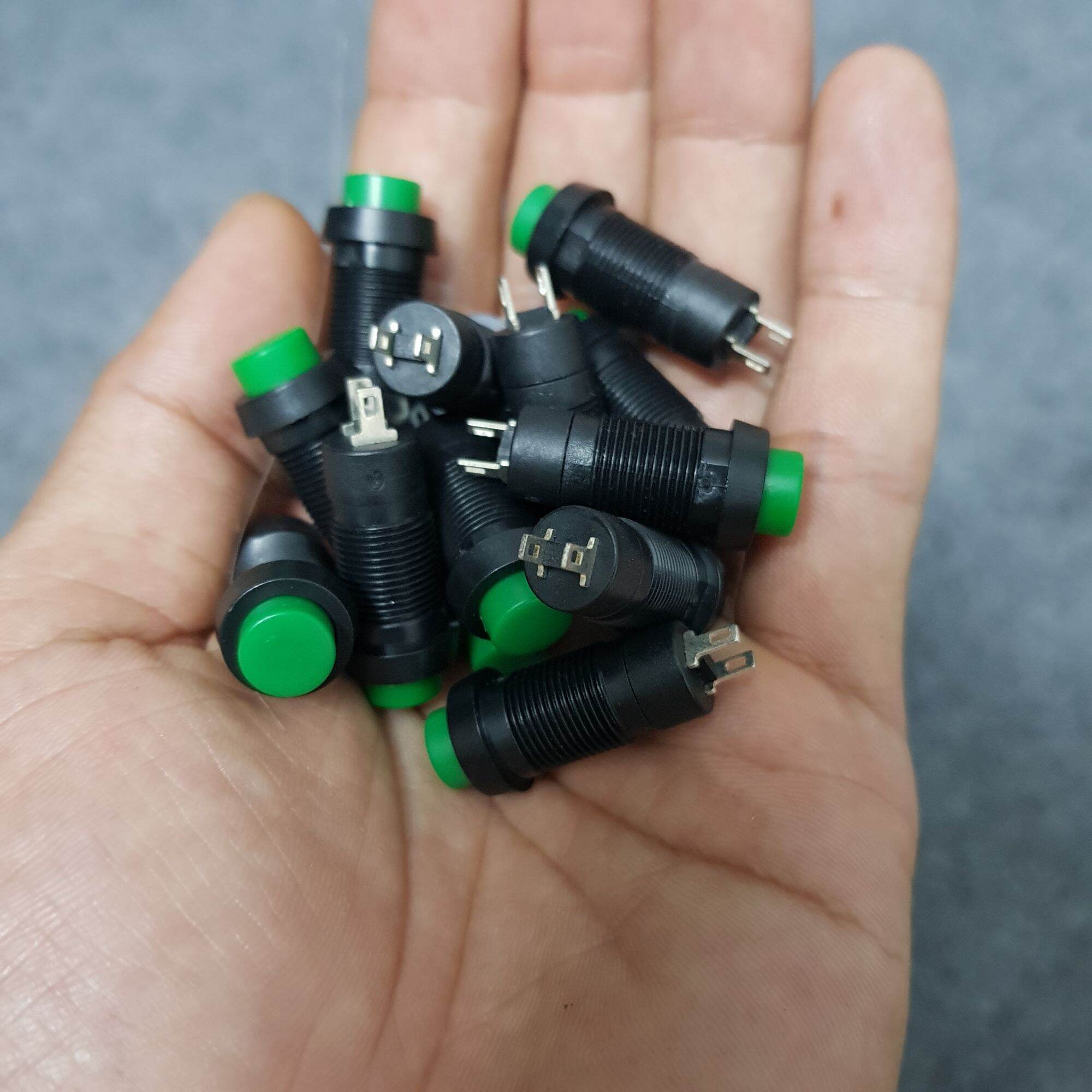 Công tắc nhấn giữ DS-211 màu xanh 10mm