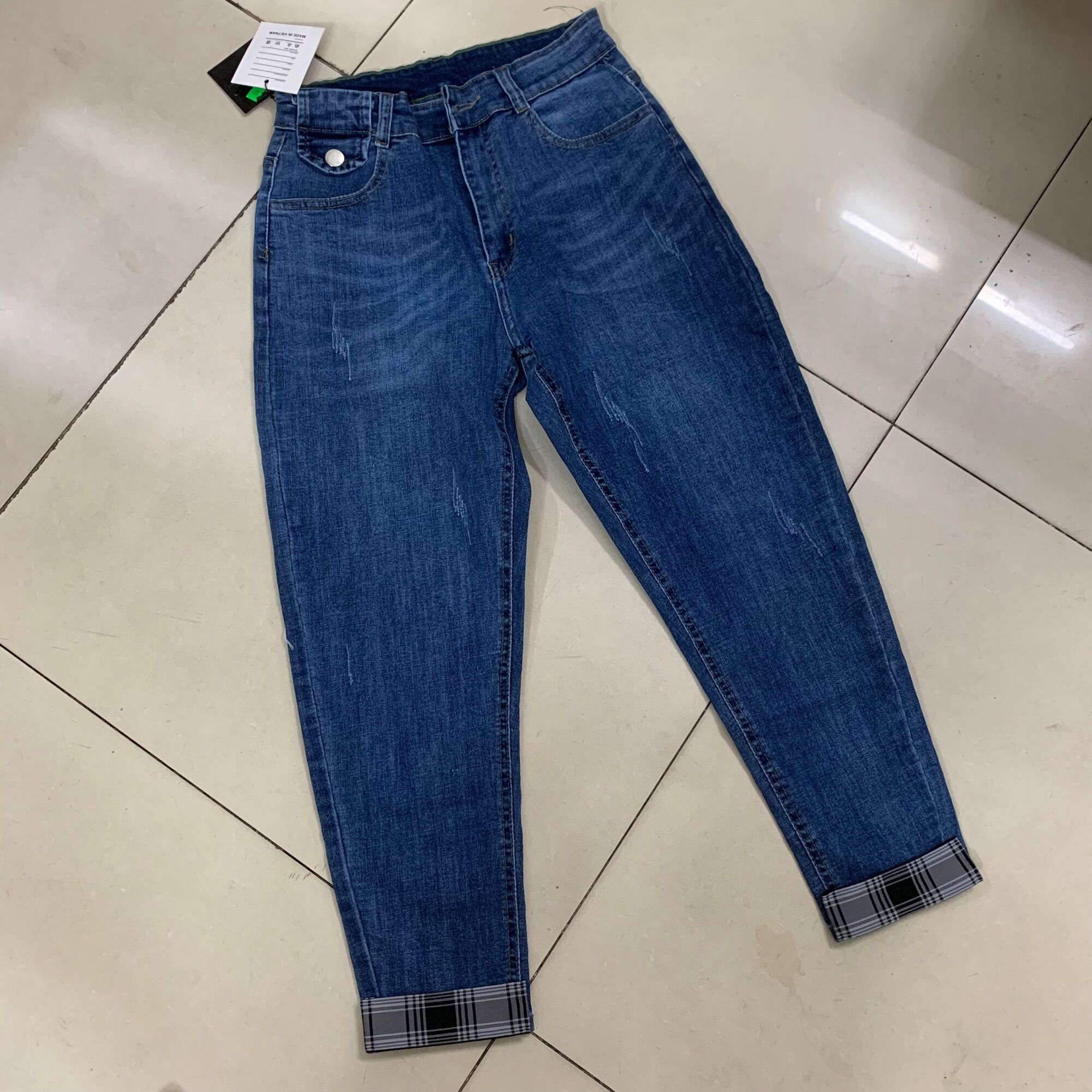 Quần jean baggy bigsize co dãn phối lai