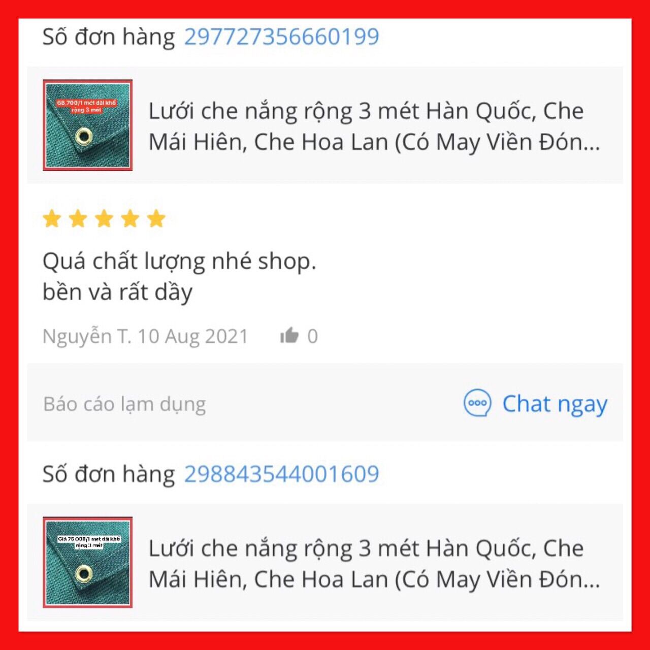 Lưới Che Nắng, Che lan 2m x 5m có khoen 4 măt