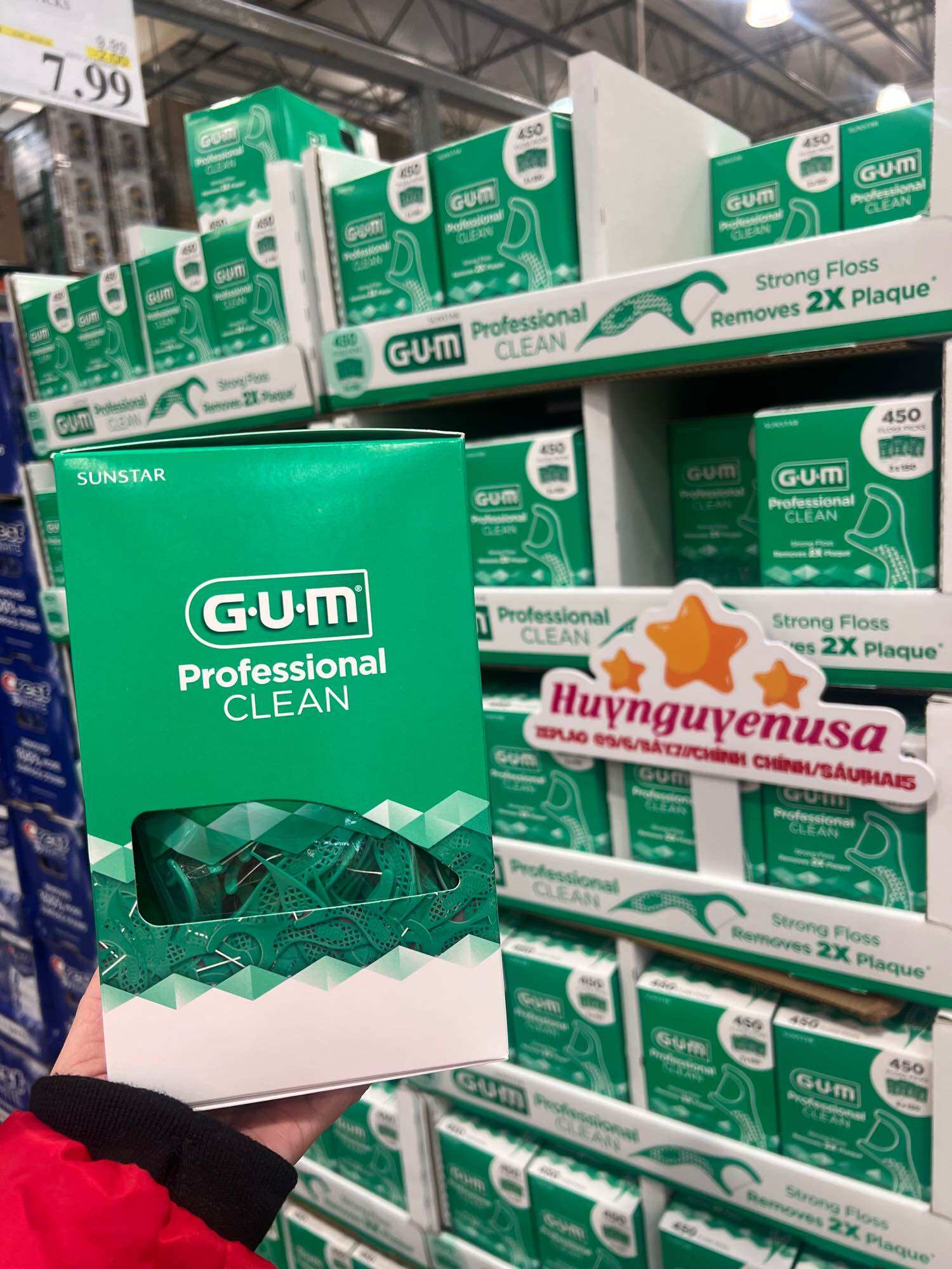 TĂM CHỈ NHA KHOA GUM PROFESSIONAL CLEAN FLOSSER PICKS – HƯƠNG BẠC HÀ – 450 cây ( gói 150 CÂY x 3 ) – MỸ
