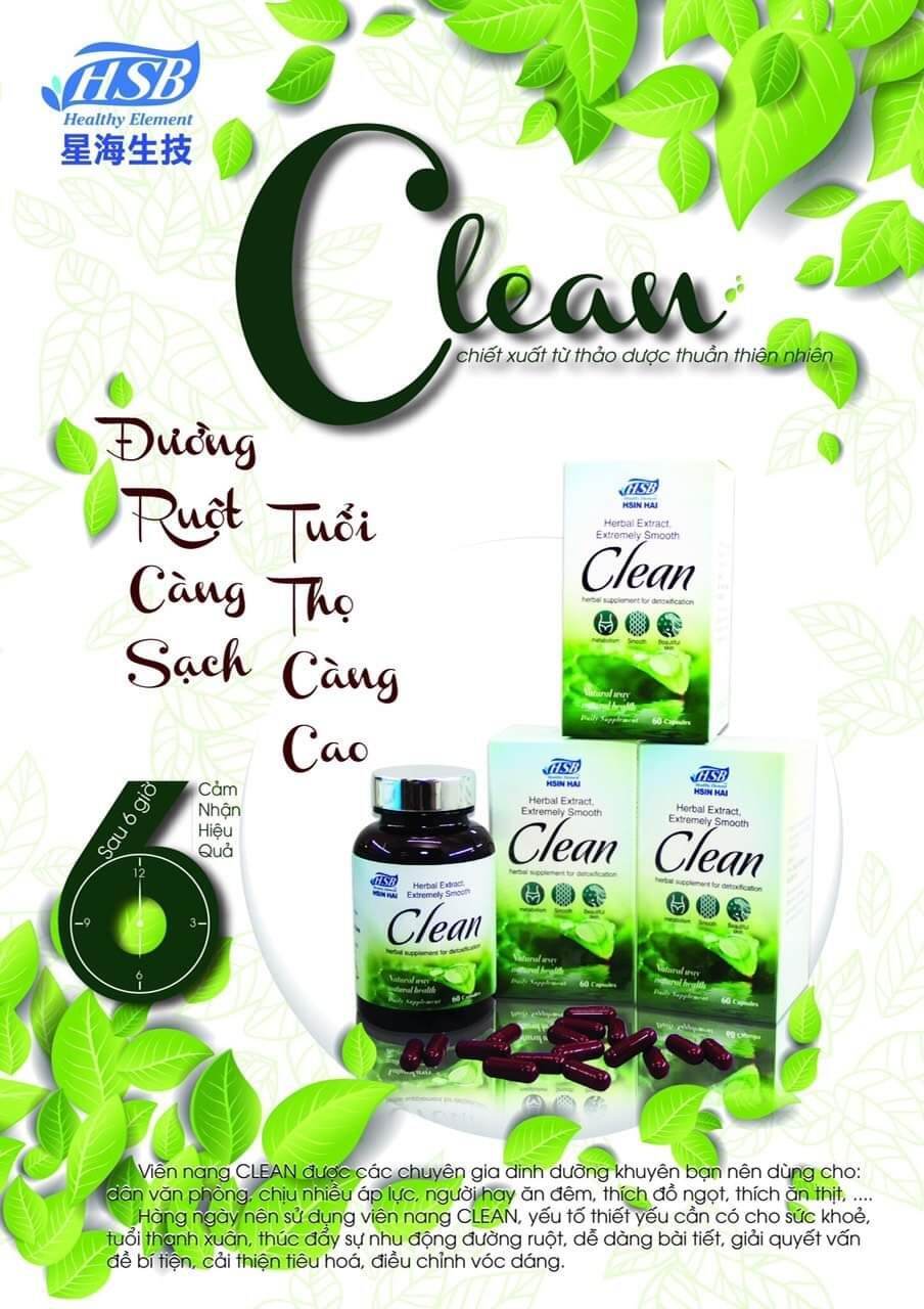 Clean - viên làm sạch đường ruột- viên hỗ trợ táo bón