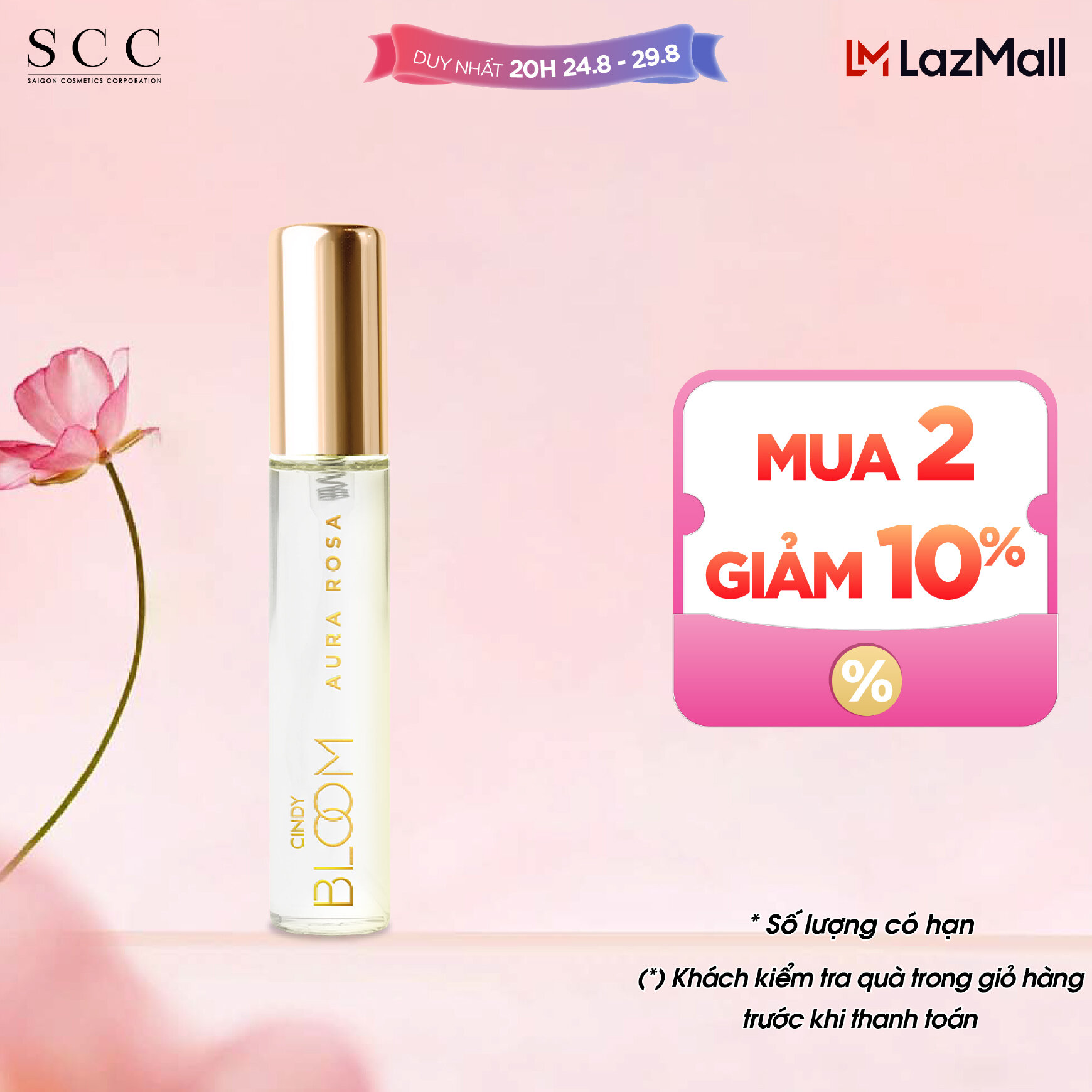Nước hoa nữ Cindy Bloom Aura Rosa kiêu sa đài các 10ml