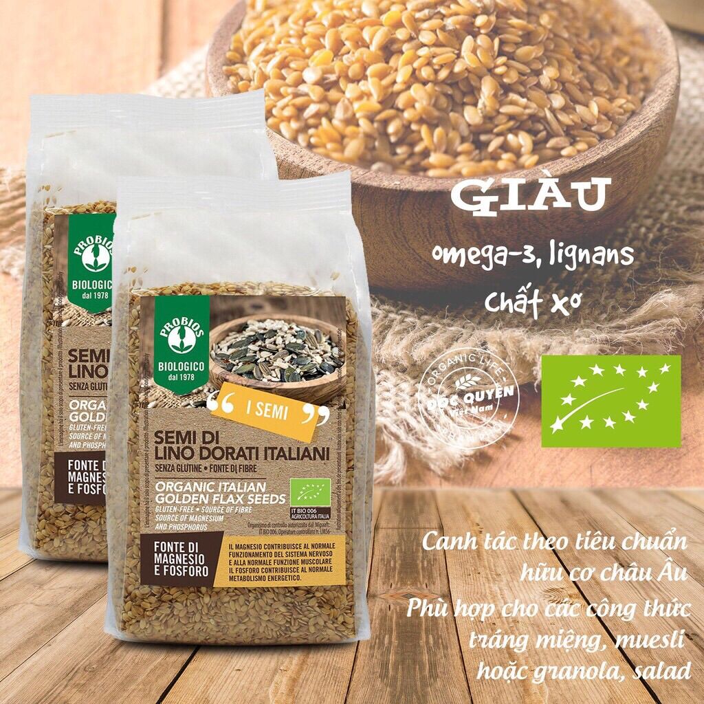 [ Tách lẻ 100g] Hạt lanh vàng hữu cơ Probios - Ý