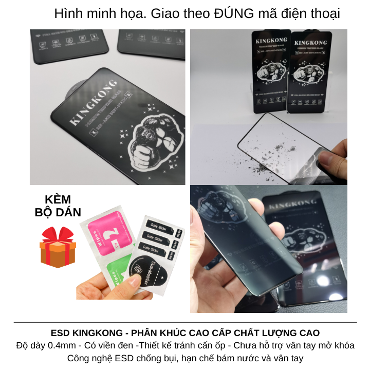 Cường Lực KINGKONG Xiaomi Redmi K20 Pro/K30/K30s/K30 Pro/K40/K40s 5G/K40 Pro/Proplus/K40 Game//K50/K50 Pro 4G 5G/K60 Game Pro Extreme cao cấp full màn hình hạn chế bám mồ hôi vân tay công nghệ ESD chống bụi tặng kèm bộ dán