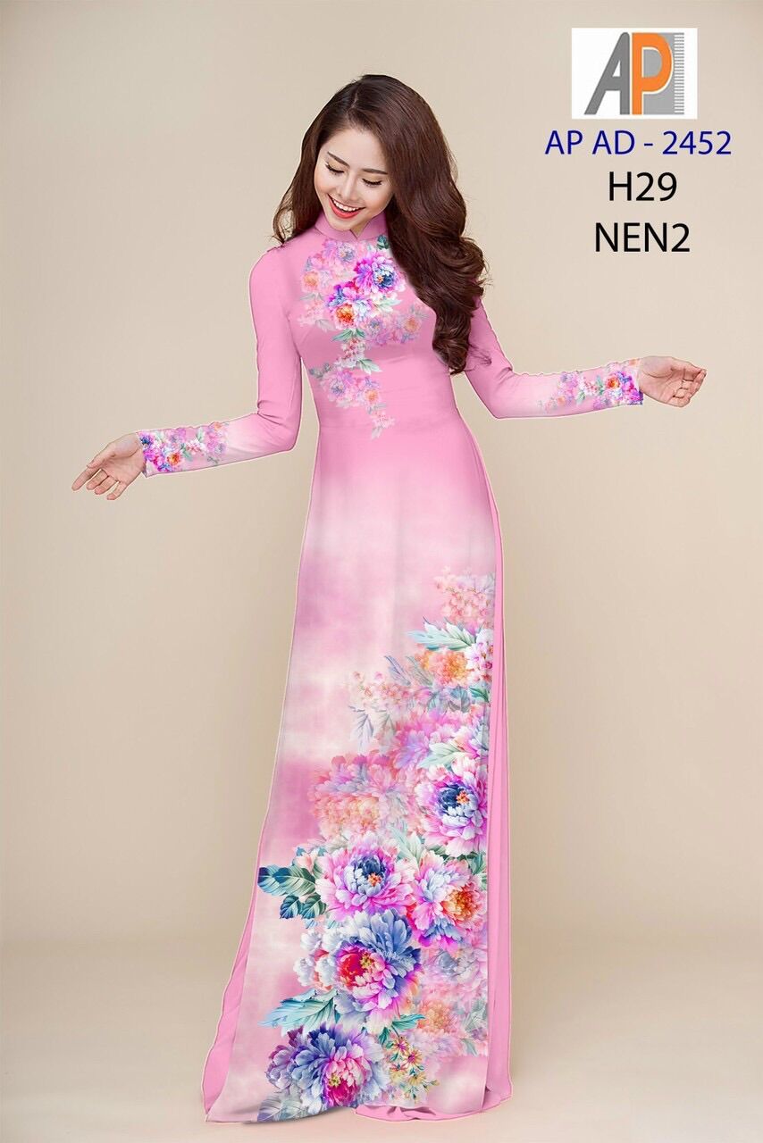 Vải áo dài hoa mẫu đơn