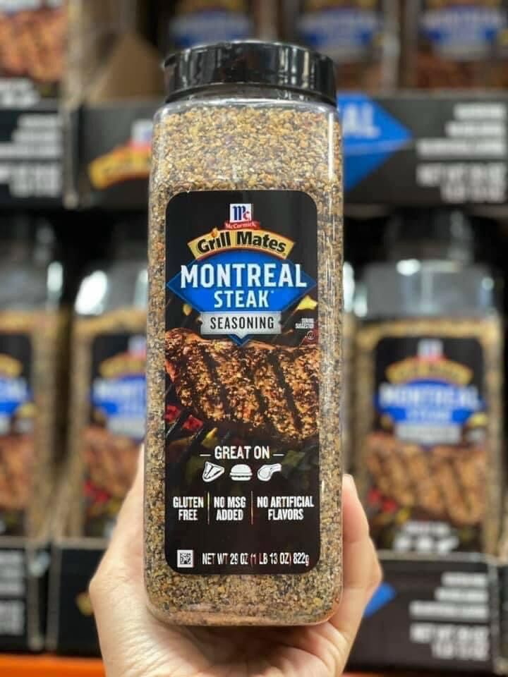 Muối ướp thịt nướng McCormick - Gia vị ướp bò Grill Mates Montreal Steak Seasoning của Mỹ 822g