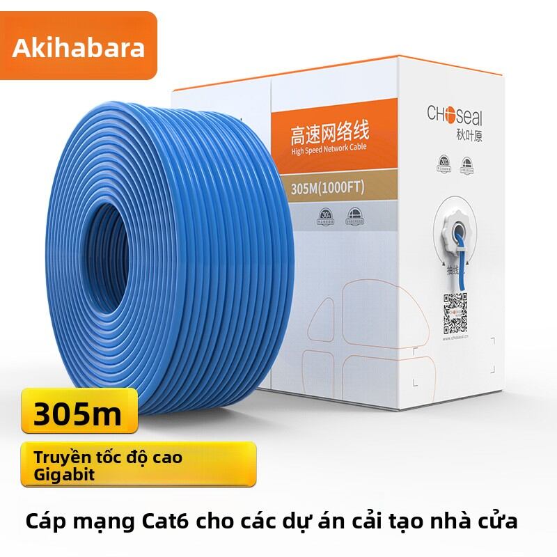 Choseal | Blue CAT6 Unshielded Gigabit Network Cable 0.57 Copper Core Giá 2,192,000 Đồng*Miễn phí vận chuyển