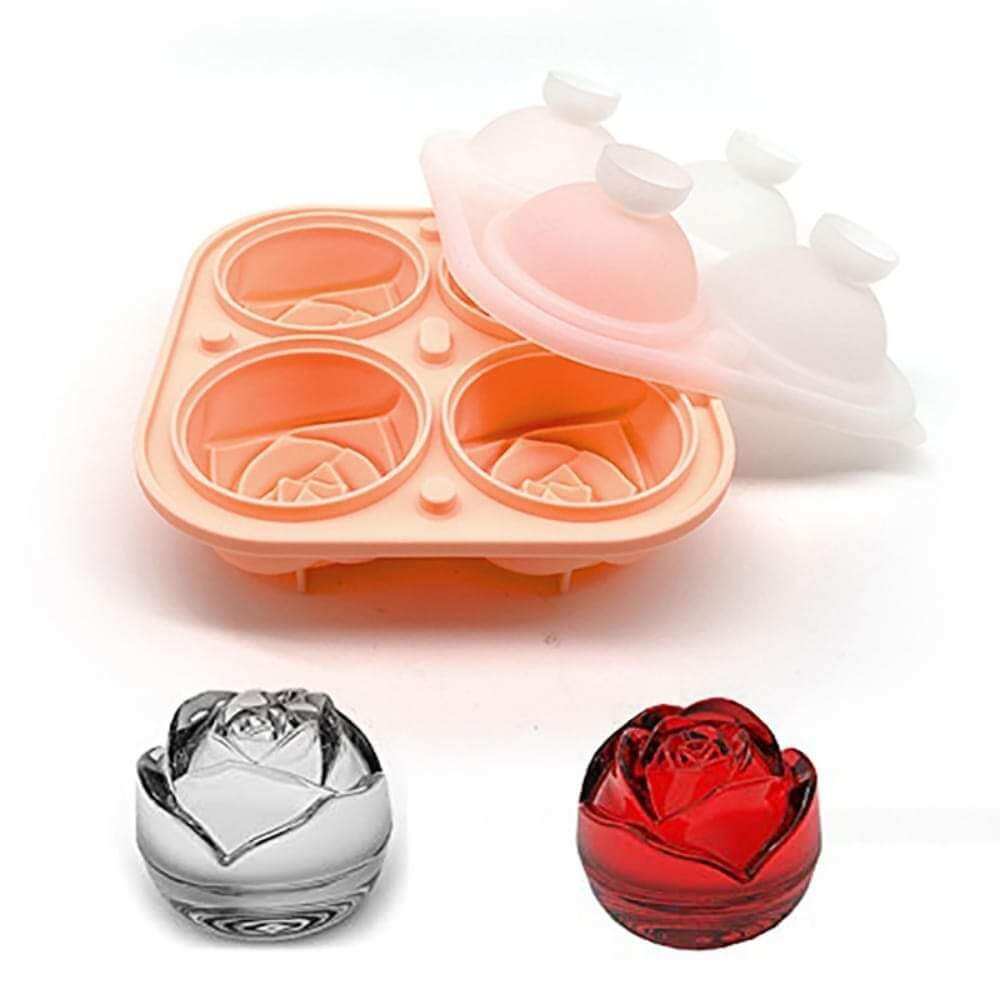 khuôn silicon khay đá vĩ 4 hoa hồng