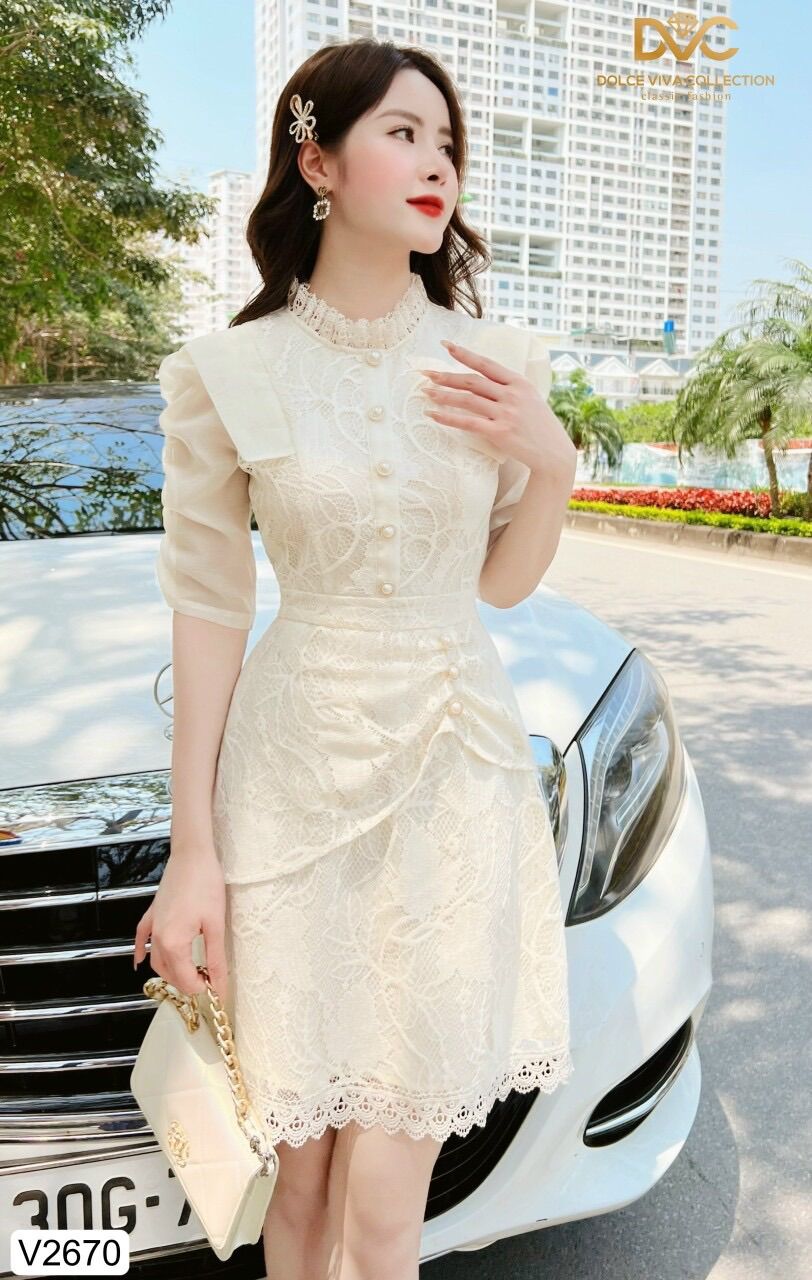 Váy ren thiết kế cao cấp đến từ thương hiệu thời trang cao cấp DVC