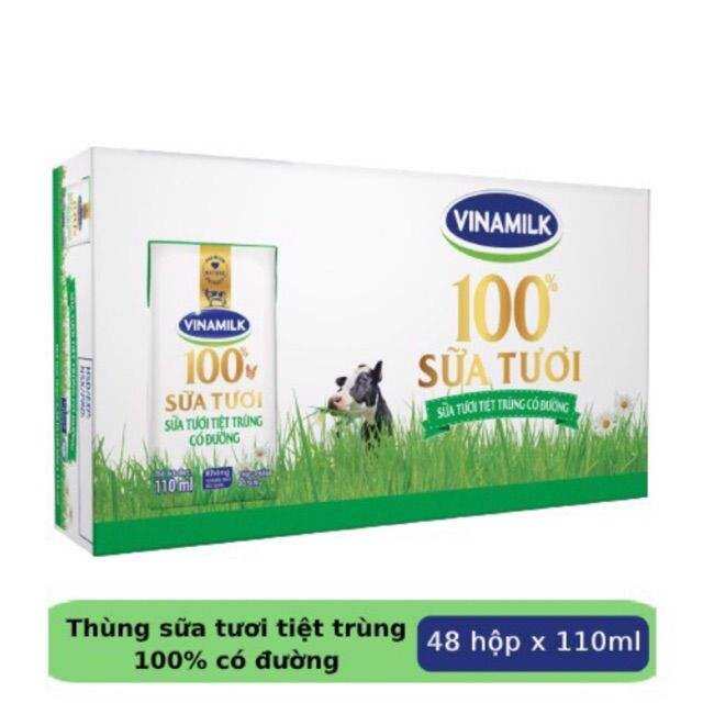 Thùng 48 hộp sữa tươi tiệt trùng 100% VINAMIK hộp 110ml