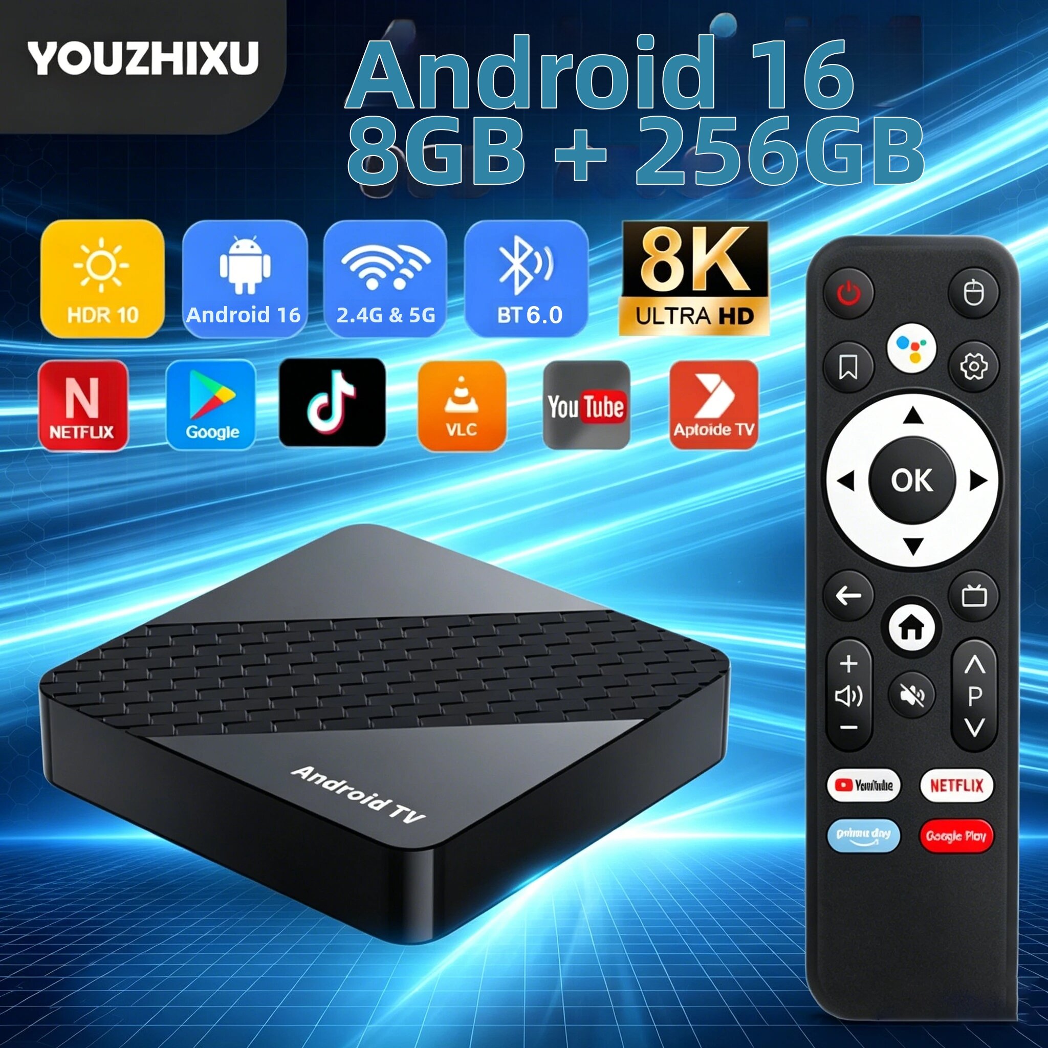 Hộp Giải Mã Truyền Hình Thông Minh X10 Android 16 8GB+256GB Rockchip RK3518 Video 8K Bluetooth 6.0 Google Assistant Media Player