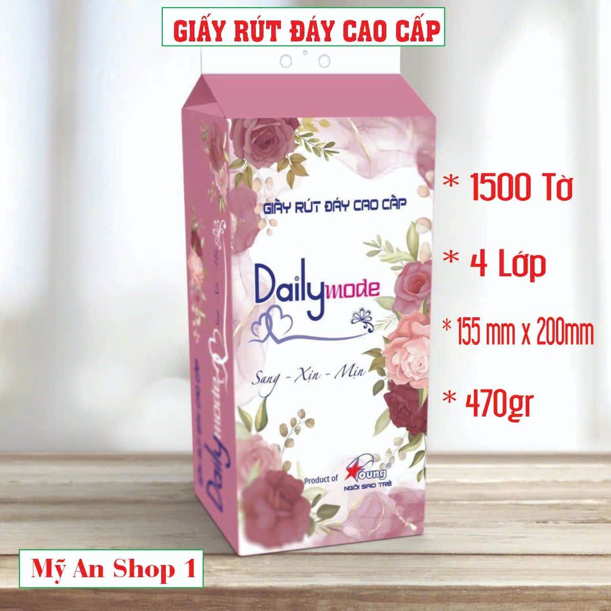 Combo 4 gói giấy rút đáy cao cấp Daily Mode 1500 tờ, 4 lớp, mềm, mịn, dai