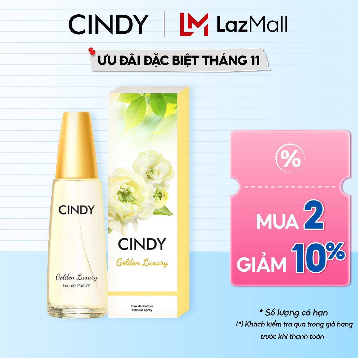Nước Hoa Nữ Cindy Golden Luxury Mùi Hương Sang Trọng Quyến Rũ 50ml