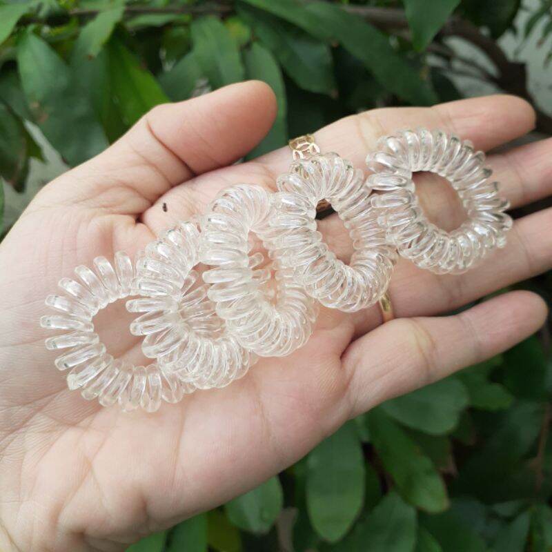 Túi 10 Lò xo cột tóc màu trắng trong suốt (cở nhỏ 2.5cm)