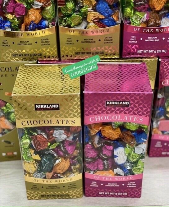 Socola kirkland trái đất chocolates of the world hộp 907 gram