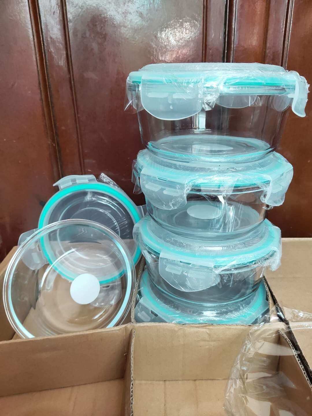 Thố thuỷ tinh tròn nắp trắng 620ml