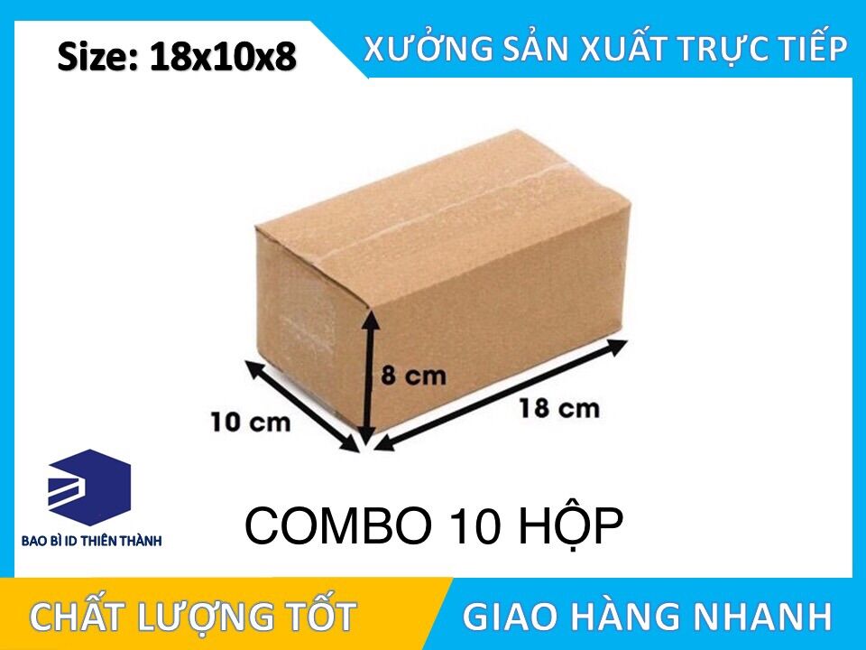 18x10x8 COMBO 10 Hộp thùng carton đóng hàng ship cod tiện lợi giá rẻ
