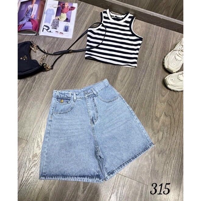 Quần Jeans Ngố Túi Nắp Lai Cuốn