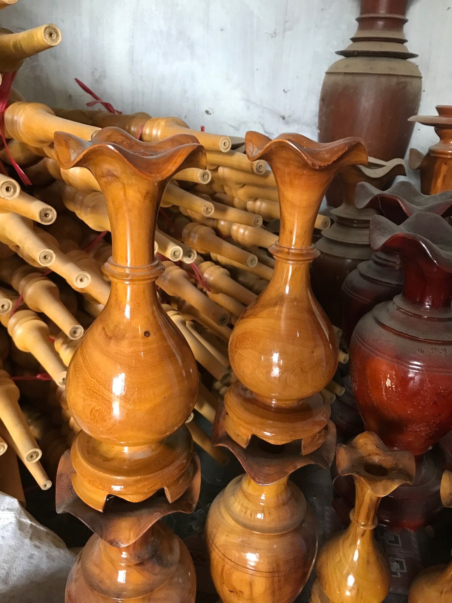 Lọ hoa gỗ mít cao  31*đuong kính 11