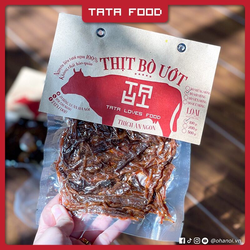 Khô bò sợi ướt cháy tỏi 100g TATA Food BSU1