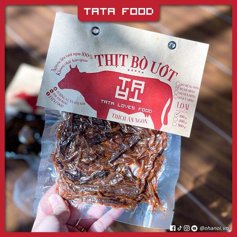 Khô bò sợi ướt cháy tỏi 100g TATA Food BSU1