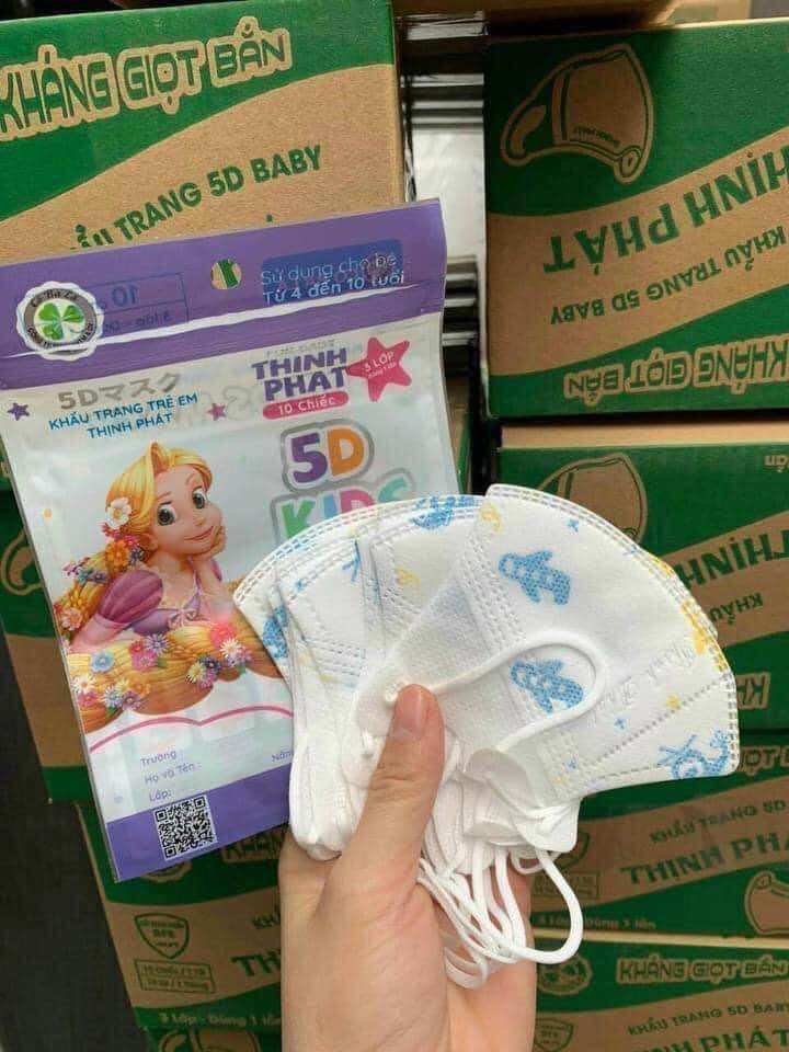 Túi 10 cái khẩu trang trẻ em 5D Thịnh Phát