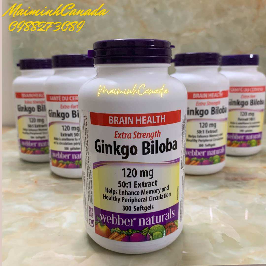 Viên uống bổ não Ginkgo Biloba 120mg Webber Naturals