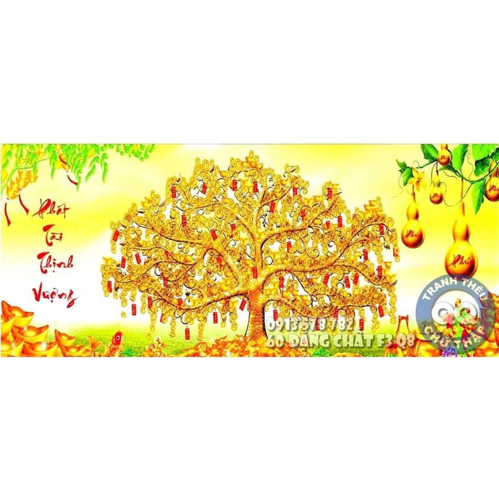 Tranh đính đá cây tiền vàng vs120 chưa đính đá