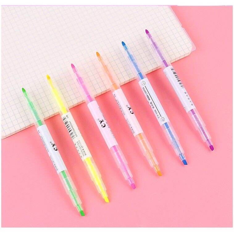 Set 6 bút dạ quang, bút highlight có 2 đầu