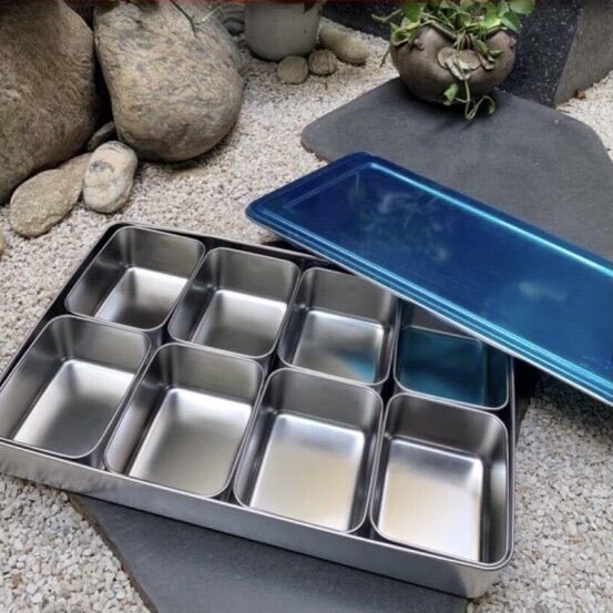 Khay inox đựng topping 4 ngăn/6 ngăn/8 ngăn inox 304