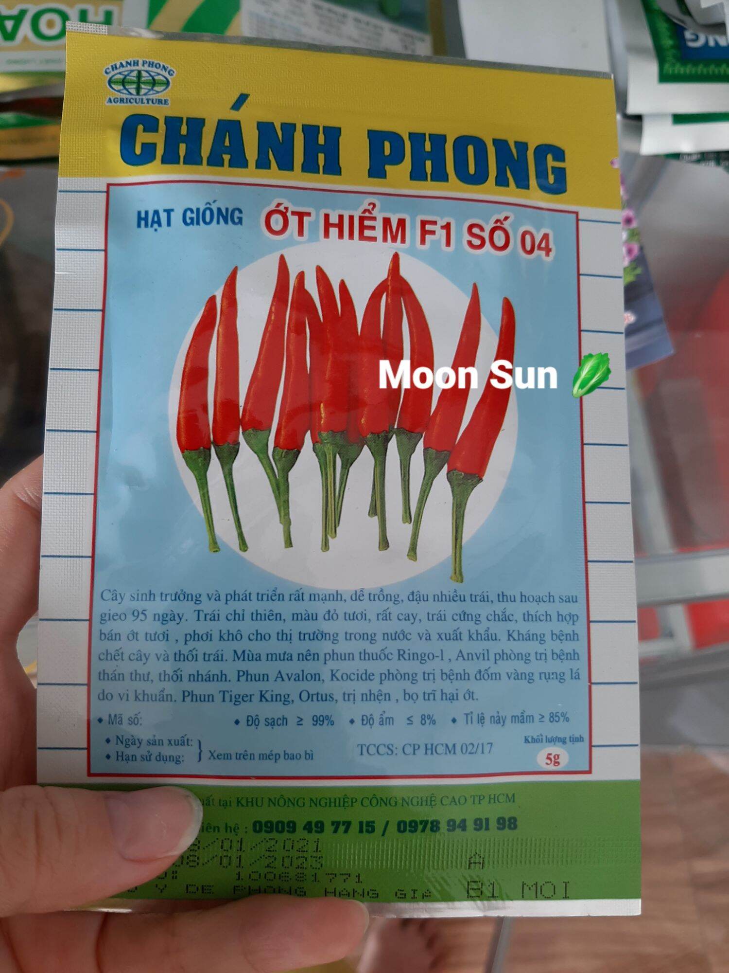 Hạt giống ớt hiểm f1 số 04 chánh phong - nn moon và sun