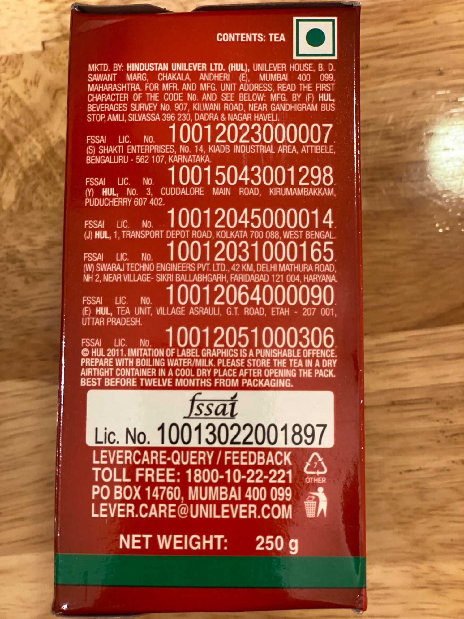 Trà Ấn Độ Red Label Tea 250gr, Trà đen Ấn Độ