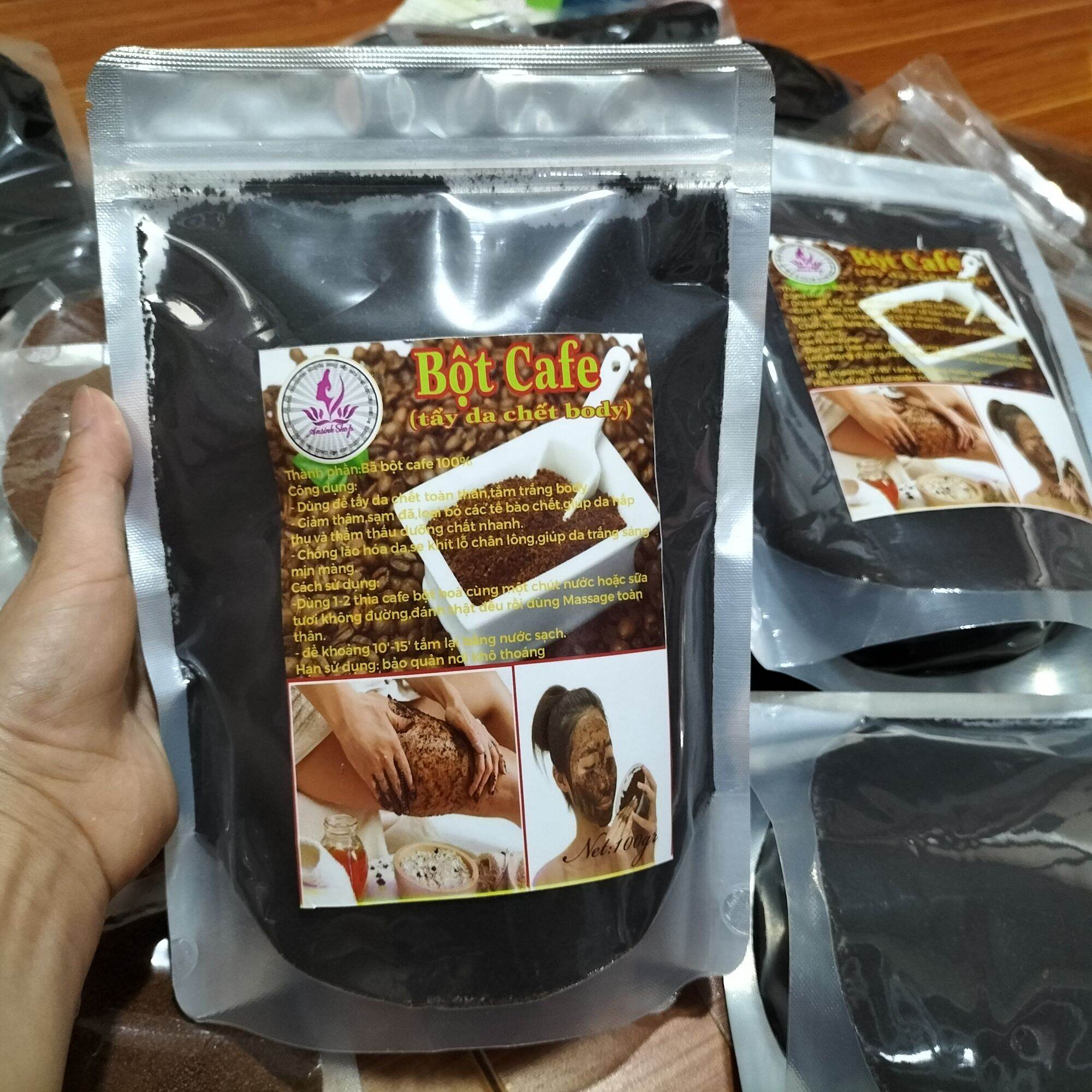 100g bột bã cafe tẩy da chết,tắm dưỡng body cực mịn da