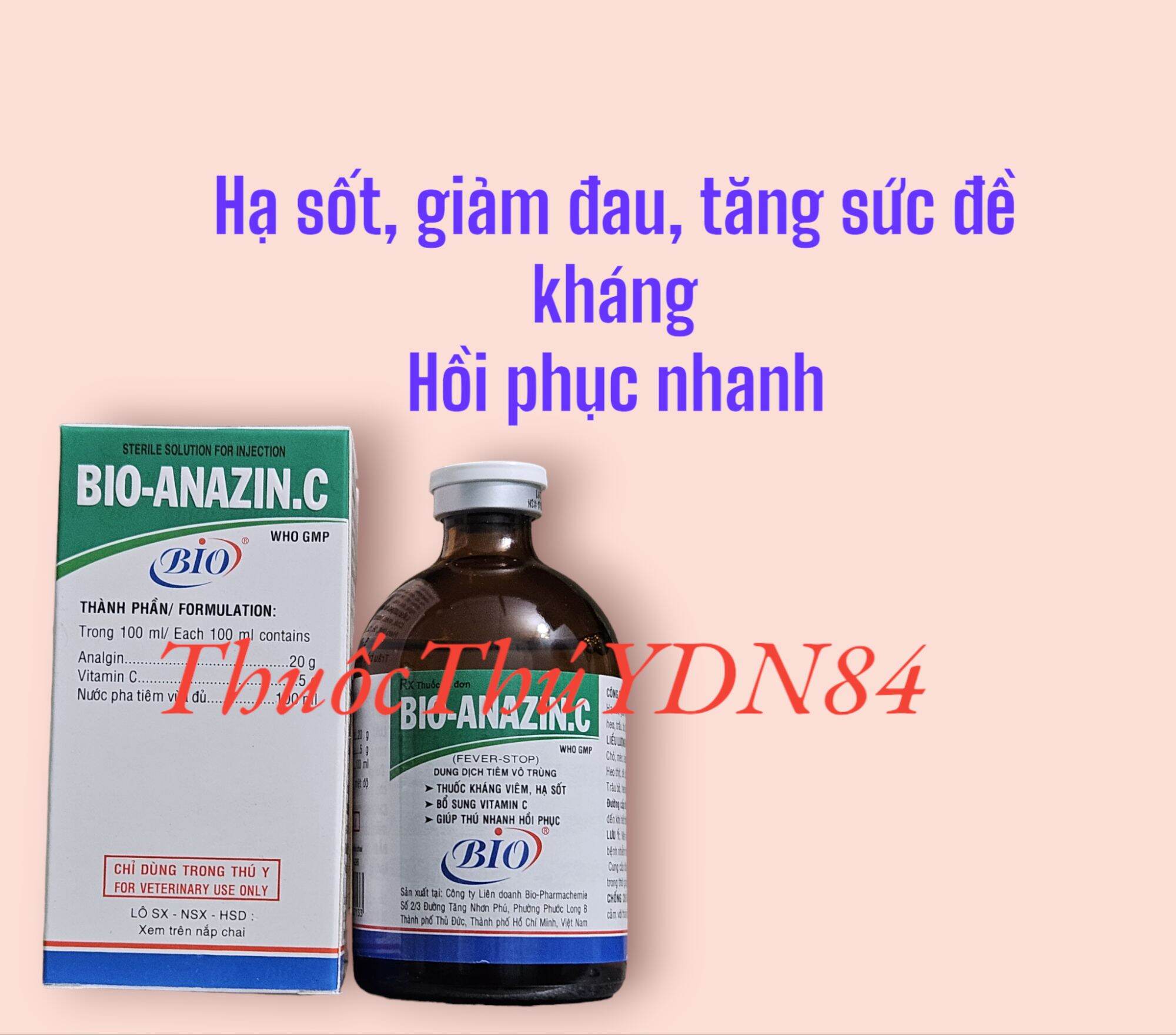 BIO ANAZIN C 100ML KHÁNG VIÊM, HẠ SỐT, GIẢM ĐAU CHÓ MÈO, GÀ ĐÁ
