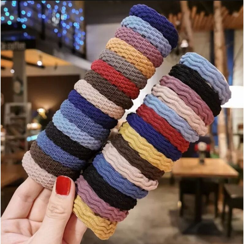 Set 10 sợi dây thun cột tóc nữ co giãn nhiều màu