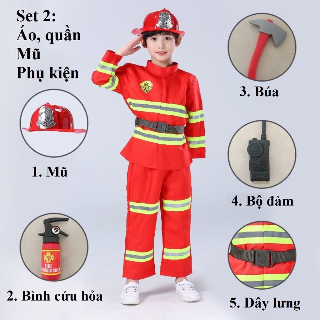 Trang phục hoá trang lính cứu hoả cho bé