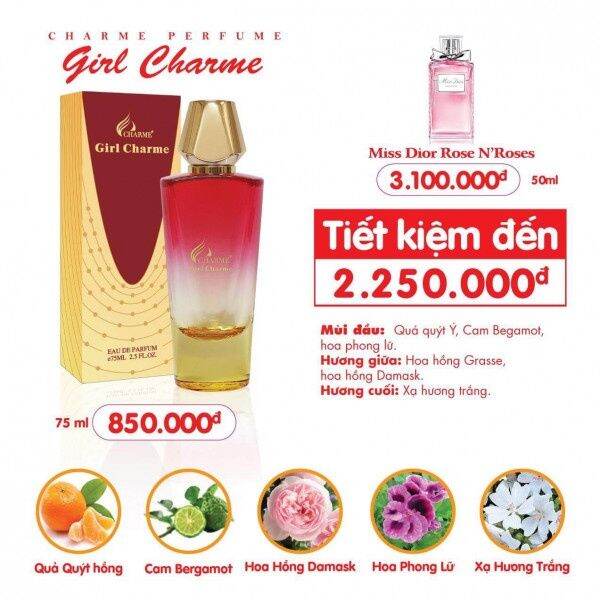 [HCM]Nước hoa nữ rosy GIRL CHAM.RME . 75ml