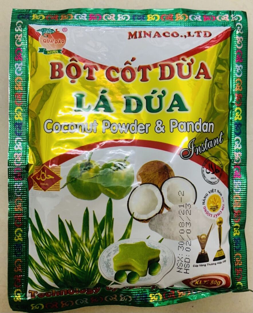10 GÓI BỘT CỐT DỪA LÁ DỨA MINA - 50GR/GÓI
