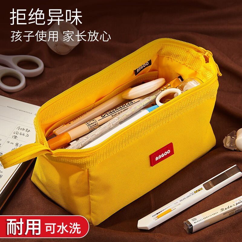Simple Female Pencil Case Primary School Student Japanese Middle School Student Large Capacity Internet Celebrity Stationery Box Korean Junior High School Student Pencil Box Ins Canvas Boy High School Student High School Student High-Grade Japanese Stain-