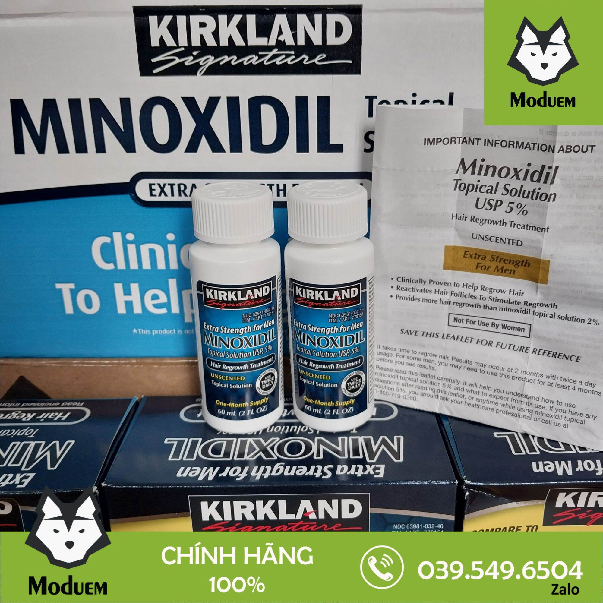 Dung dịch mọc râu, tóc minoxidil 5% kirkland của mỹ - lọ 60ml