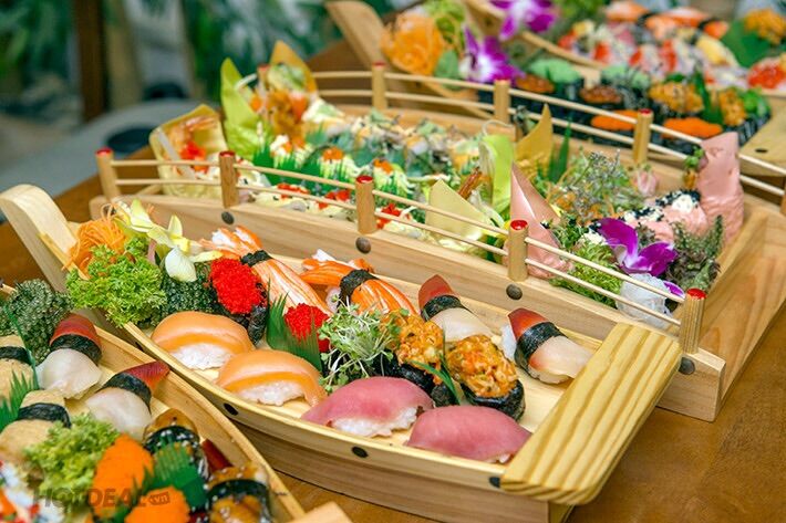 [HCM]Khay Thuyền Gỗ Sushi-Sashimi Không Cột Buồm 48cm