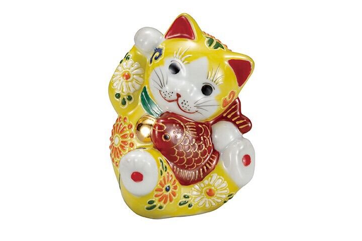 Mèo kutani 11cm vàng ôm cá chép - k7-1506