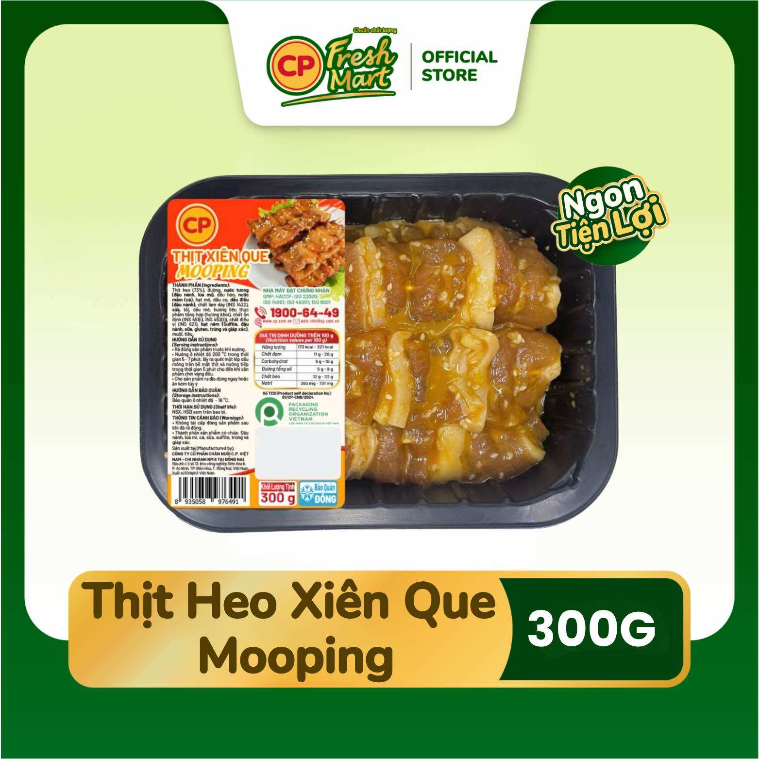 Thịt Heo Xiên Que Mooping Đông 300g - Ngon Tiện Lợi - Tiệc Nhanh Gọn - CP Fresh Mart