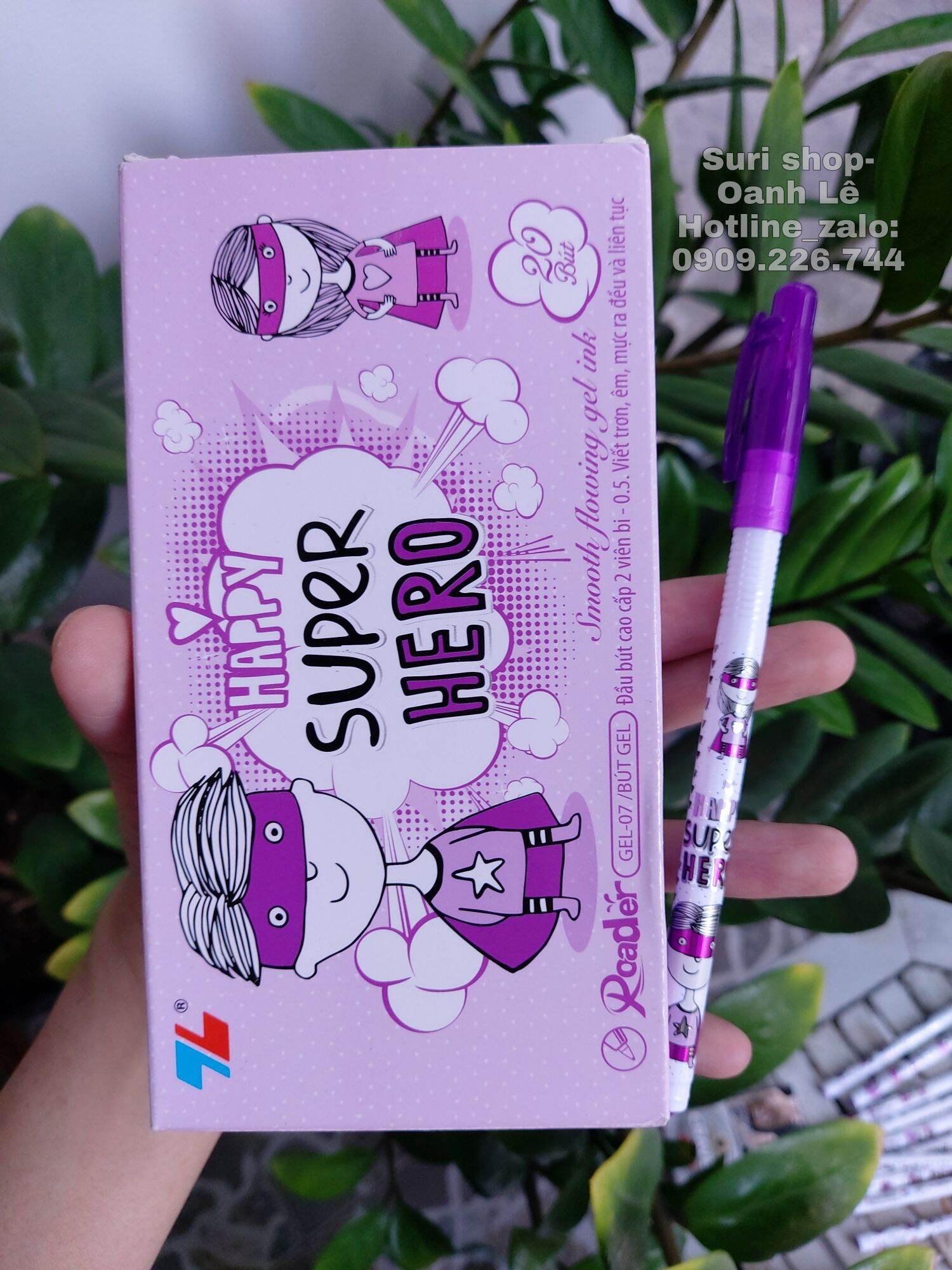 Hộp 20 bút gel mực tím Thiên Long Happy Shoper Hero GEL -07 chính hãng dành cho học sinh tiểu học