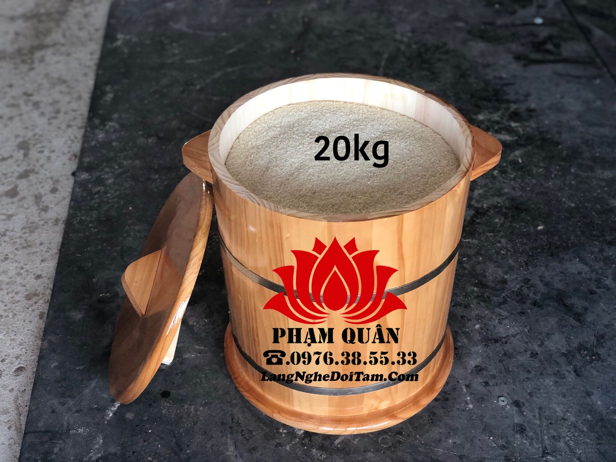 Thùng đựng gạo bằng gỗ 20kg, thùng gỗ đựng gạo,