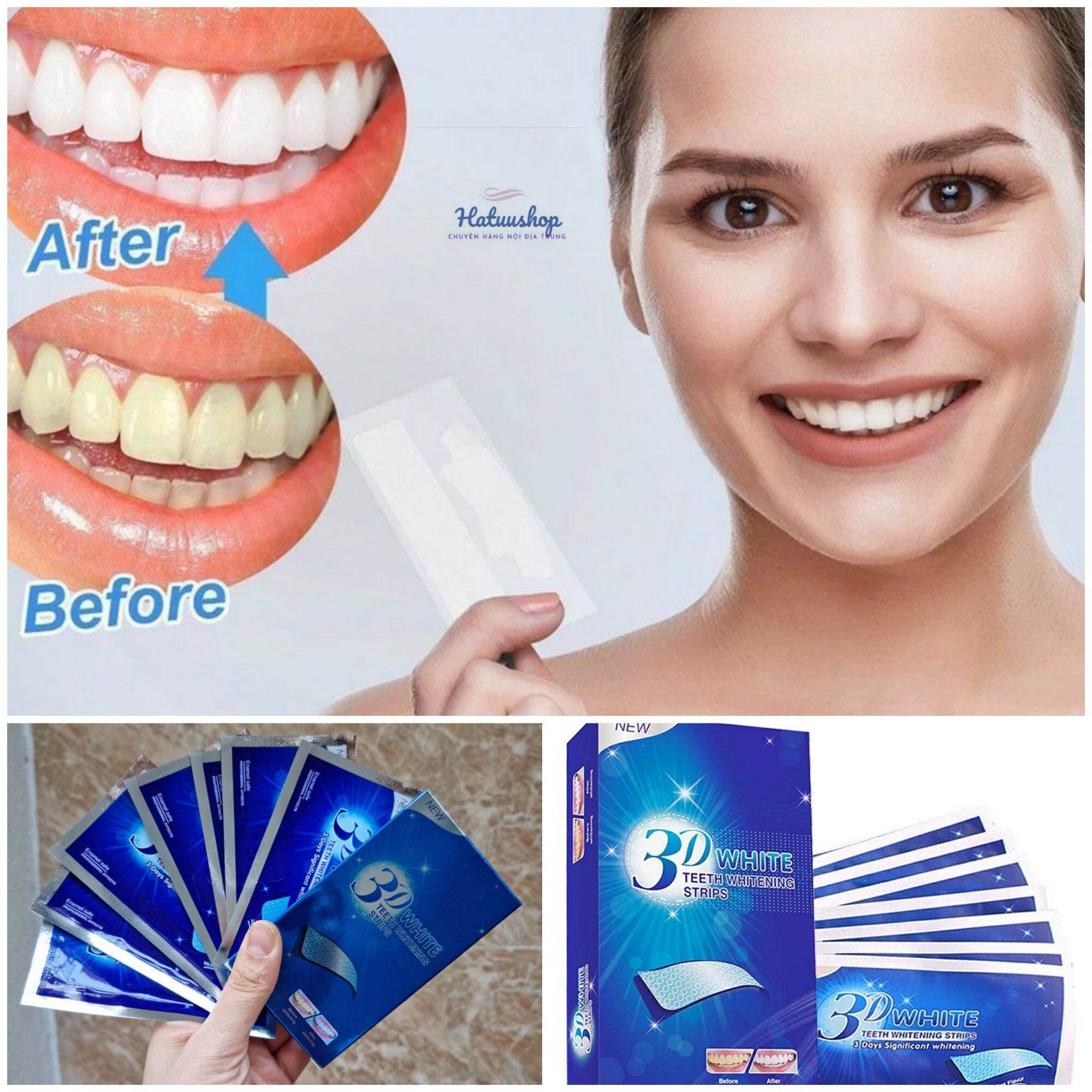 (Hộp 7 Miếng ) Miếng Dán Răng Tiện Lợi Làm Trắng Răng 3D White Teeth Whitening Strips