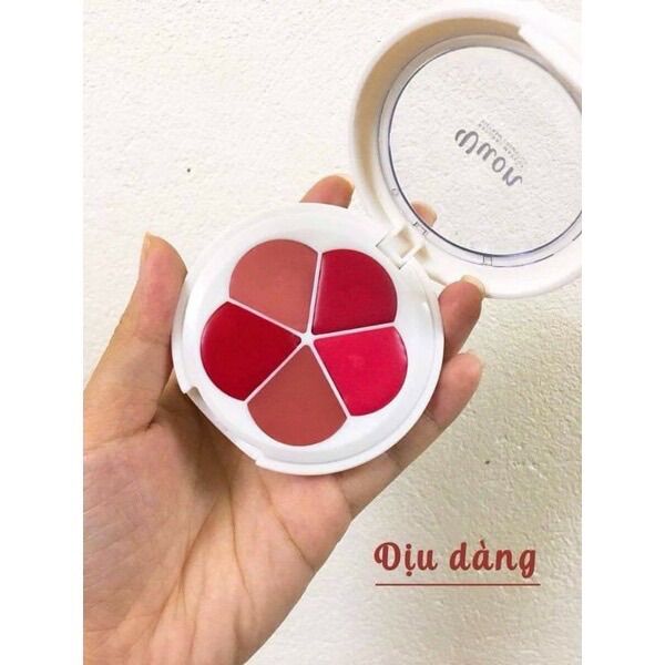 Khay Bông 5 Ô Đựng Son Handmade Hoặc Phấn Mắt Kèm Cọ