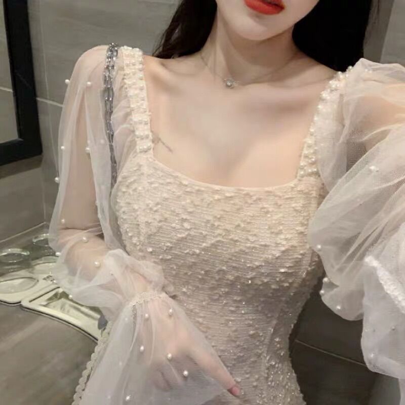Đầm Dạ Tweed Nhũ Đính Ngọc
