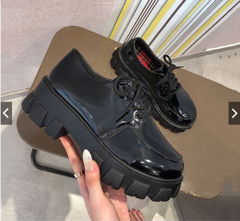 Boot nữ cổ thấp oxford độn đế bóng lì siêu đẹp
