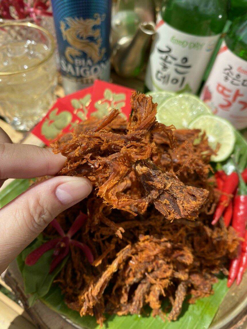 Khô Bò sợi chuẩn Hồng Ngự thơm ngon có tiếng, Sợi Bò mềm thơm rất đáng tiền hộp 250gr
